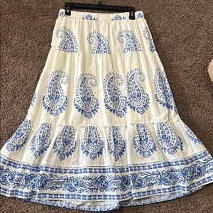 Lucky Brand Blue and White Paisley Women's Skirt